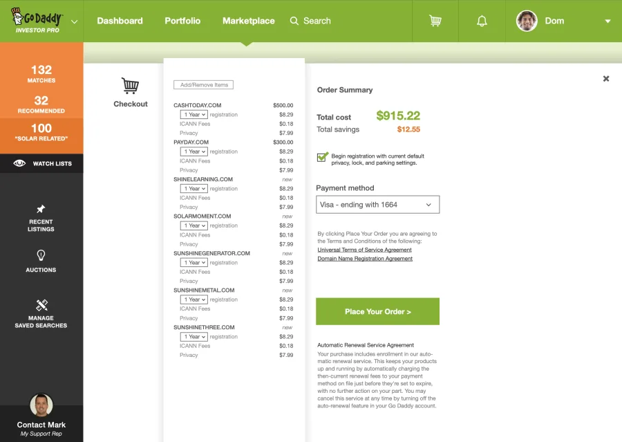 Checkout and order summary
