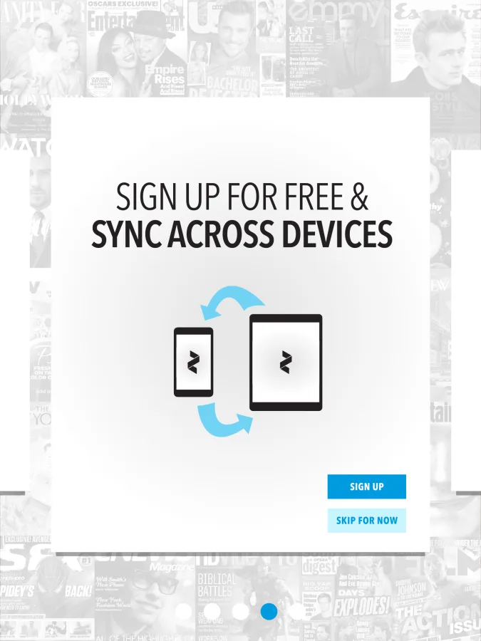 Onboarding: sign up for free and sync across devices