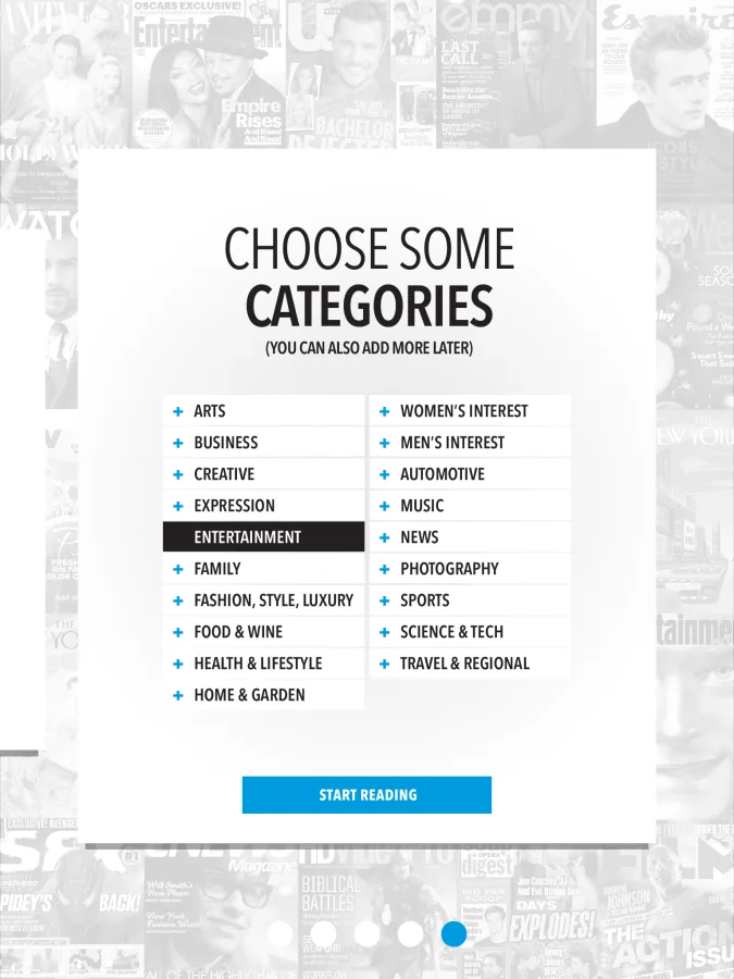 Onboarding: choose some categories